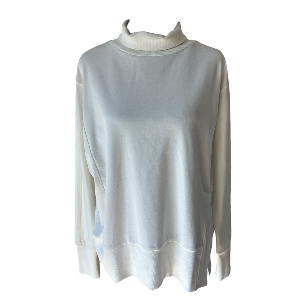 Haven Well Within Bone White Side Slit Turtleneck Sweater 0056